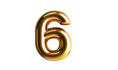 PNG 3d golden font number 6
