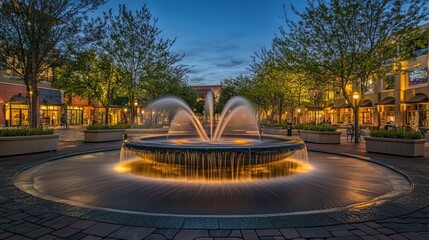 Evening Serenity at the Town Square Fountain