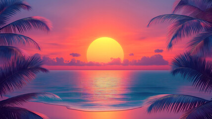 Naklejka premium Stunning sunset over the ocean with soft colors perfect for a serene nature concept background