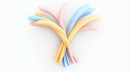 Obraz premium Multicolored Streamers Bundled Together for Festive Celebration Isolated on White Background