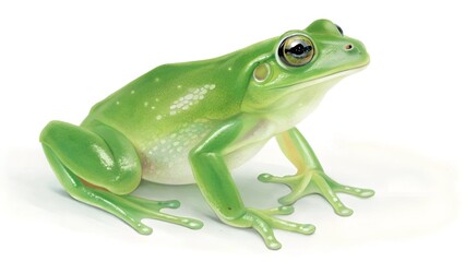 Obraz premium Vibrant Green Tree Frog: Capturing the striking beauty of a green tree frog, this image highlights its vibrant color and unique characteristics. 