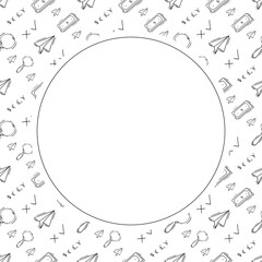 Obraz premium business frame. doodle startup circle frame. hand drawn business frame background. startup background