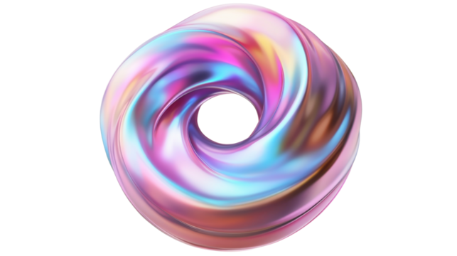 metallic gradient spiral fluid holographic IR isolated on white background 