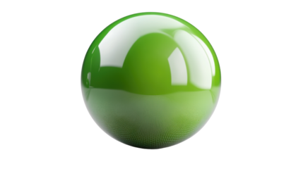 green sphere ball 3d render icon isolated on white background 