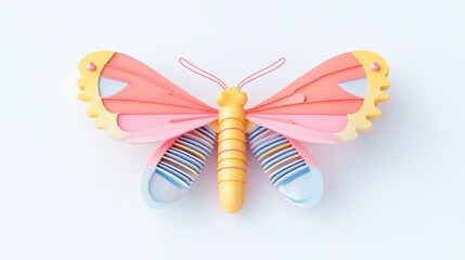 Colorful Intricate Butterfly Design with Detailed Wing Patterns on a Light Background