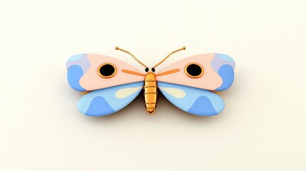 Obraz premium Colorful Butterfly Pin with Intricate Wing Patterns on a Light Background