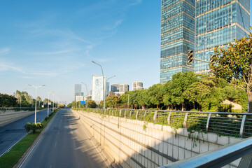 The century avenue of street scene in shanghai Lujiazui,China.