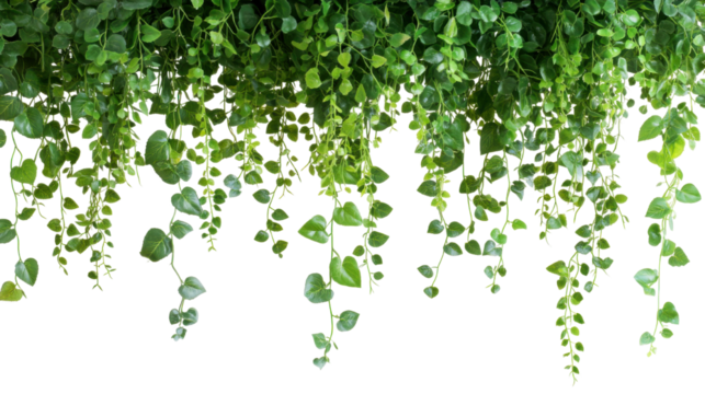 Lush green leaves hanging from the top creative isolated on white background 