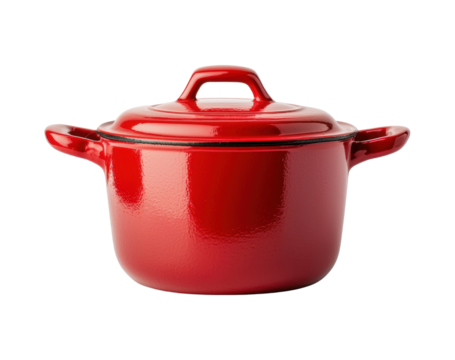 Vibrant red enamel cast iron cooking pot