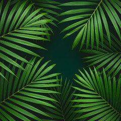 Obraz premium Green Palm Leaves in Tropical Jungle