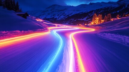 Neon with bright, radiant glowing lines, 