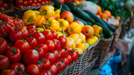 Photo Fresh Produce Market Tomatoes Peppers Zucchini Squash