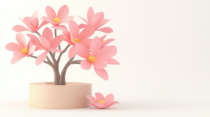 Beautiful Magnolias in Bloom Displaying Delicate Pink Flowers Against a Soft Background