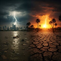 Climate change causing both drought and flood in urban and rural areas