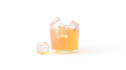 Fresh Lemon Lime Soda with Ice Cubes in Glass on White Background for Refreshing Beverage Concepts