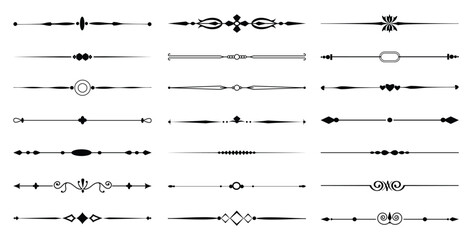 Set of Vintage decorative lines. text dividers. Line border. Lines separators, Borders, Vintage dividers, Underline elements. Vector illustration