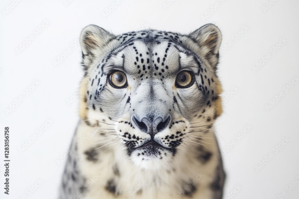Poster Close-up portrait of a snow leopard's face with distinctive markings