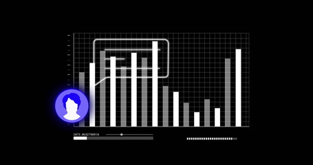 Obraz premium Image of media icons over data processing and diagram