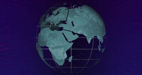 Image of globe over red shapes moving