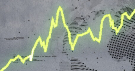 Image of data processing and diagram over globe