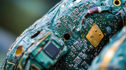 A close-up view of a piece of electronic equipment's internal components