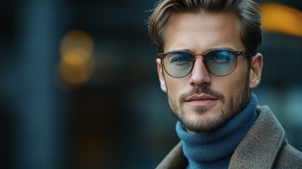 Obraz premium refined stylish young portrait of distinguished gentleman with handsome polished fashion and elegant confident charm in poised modern professional setting