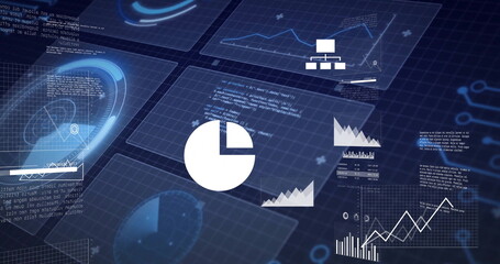 Graphs and charts image over financial data and statistics background