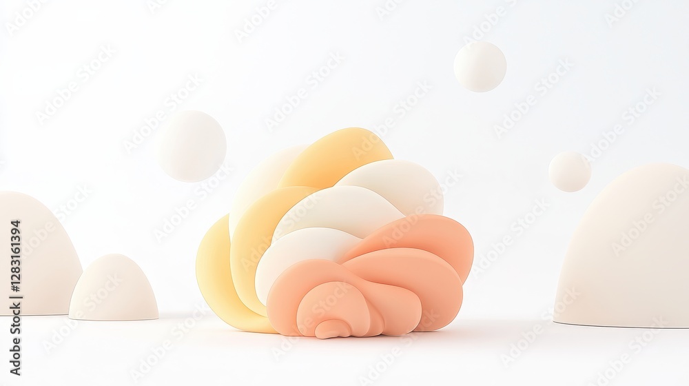 Poster intricate seashell design with smooth ridges and soft colors against a minimalist background