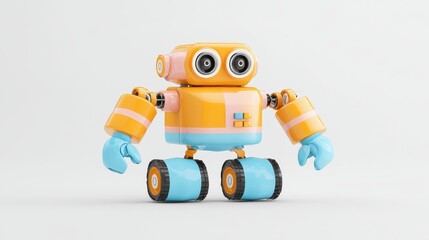 Fototapeta premium Realistic Articulated Toy Robot Design with Colorful Features and Dynamic Limbs