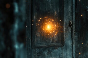 Fototapeta premium A door with a warm glow emanating from the other side