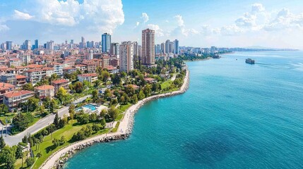 Obraz premium Coastal Cityscape: A Panoramic View of Samsun, Turkey