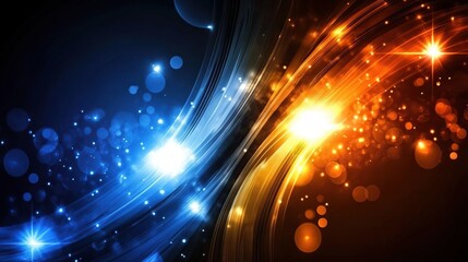 Obraz premium Abstract fire ice energy swirls, bokeh background, digital art, website header