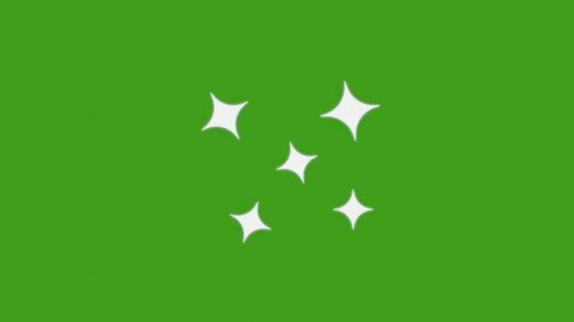 Animation blink twinkle star particle appear and spin and phase-out graphic movement on green screen flash bright and sparkle flare cute cartoon for video.