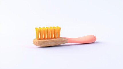 Soft Bristle Bamboo Toothbrush on Clean White Background for Eco-Friendly Dental Care and Sustainable Living