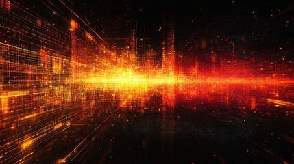 Fototapeta premium Dynamic Abstract Digital Background with Fiery Light Effects