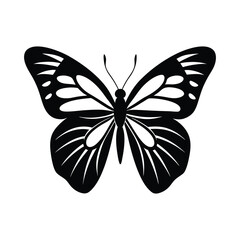 Stylish Black Butterfly Silhouette Outline for Decorative Graphics
