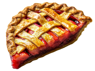 Delicious Handmade Strawberry Pie with Lattice Crust and Juicy Filling on White Background
