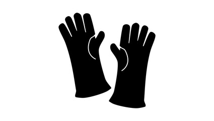 Isolated welding gloves, black isolated silhouette