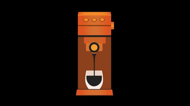 Espresso Machine Pouring Coffee animation. Geometric illustration
