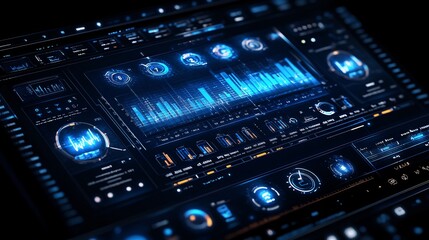 Obraz premium High-Tech Data Visualization Interface with Analytical Insights