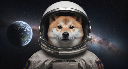 A Shiba Inu Astronaut Gazes at Earth from the Depths of Space: A Cosmic Canine Adventure