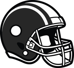 Fototapeta premium American Football Helmet Silhouette Vector Illustration on black and white.