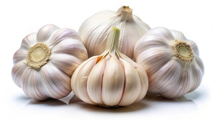 Obraz premium Garlic Bulbs on White Background