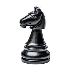 Black chess knight piece on a dark background