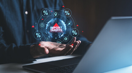 Import tariffs increase concept with digital elements.
