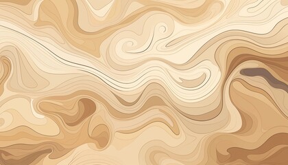 abstract background with waves, ivory beige mono tone brown line