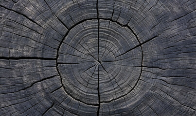 Fototapeta premium Close-Up of Dark Wooden Tree Ring with Detailed Texture and Grain