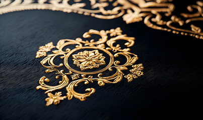 Elegant Gold Detailing on Black Background Close-Up Image