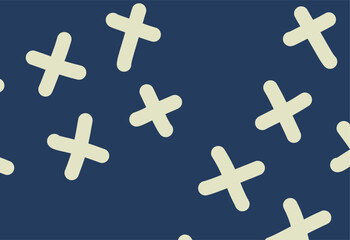Seamless pattern with crosses on a blue background. Vector illustration.