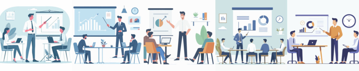 Vector of a person giving a presentation.